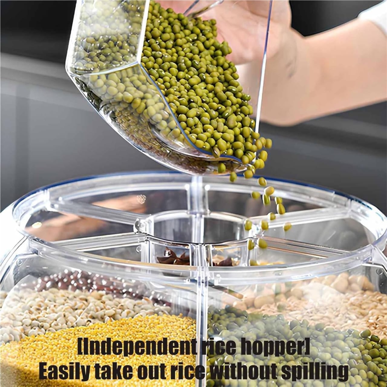 i6n 1 Storage Containers Set - Kitchen Boxes and Jars for Organization (Round Rice Dispenser)